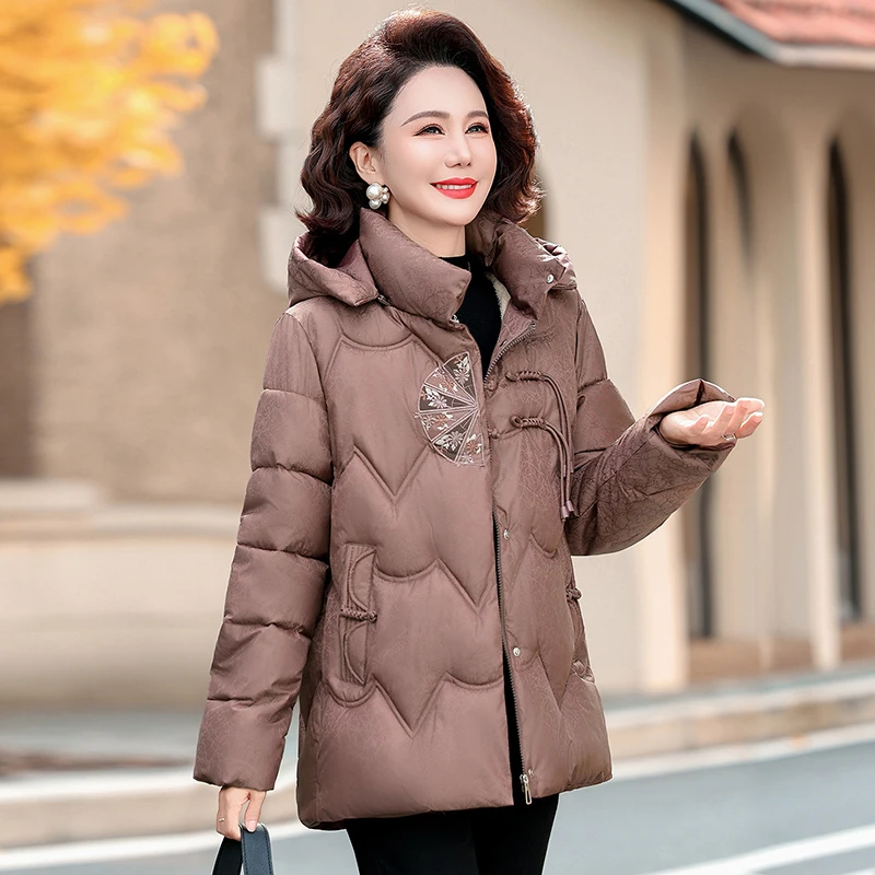 中老年妈妈棉袄加绒加厚棉衣女款新中式国风冬装老人奶奶棉服外套