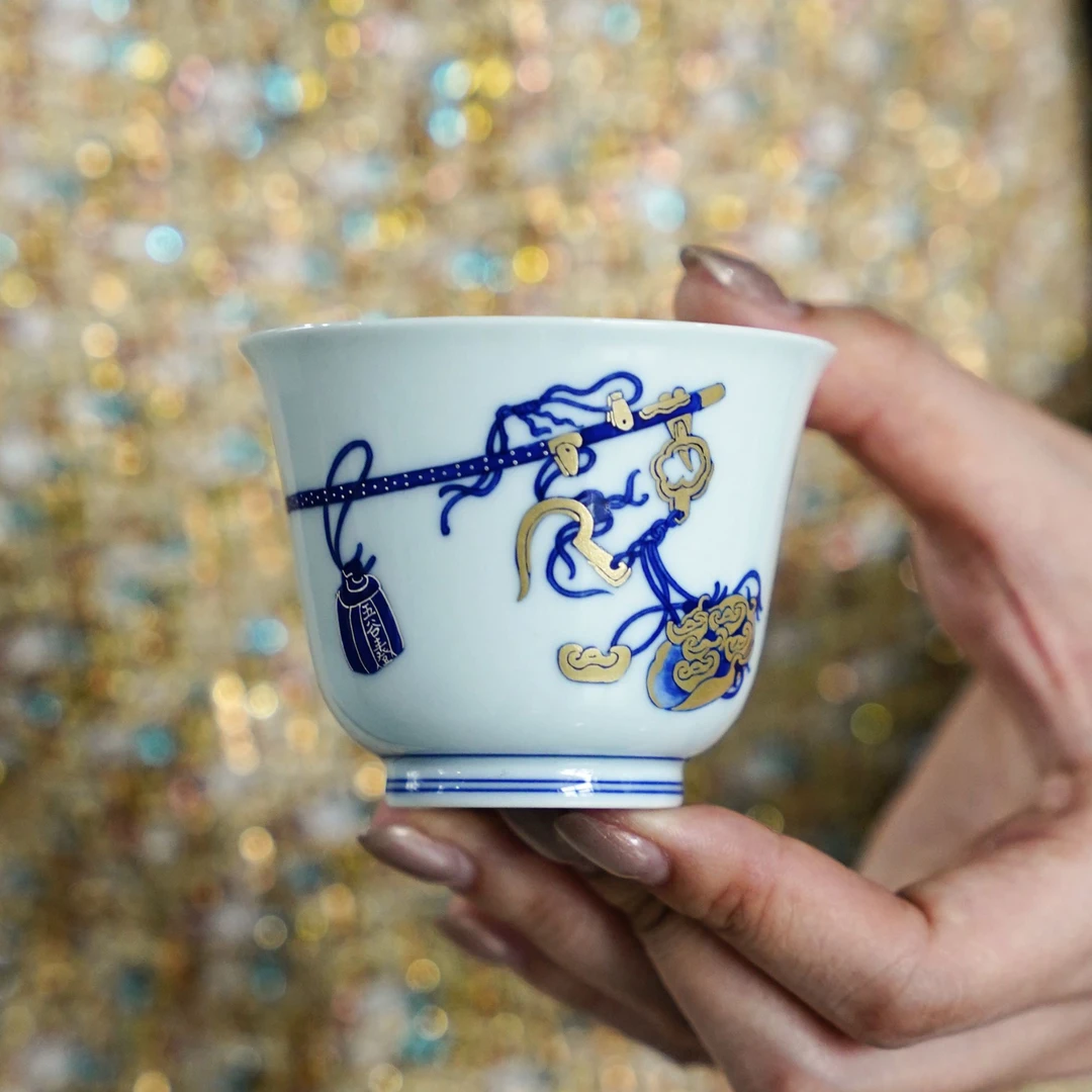 良朋  杯5  手绘喝茶手作中式陶瓷银