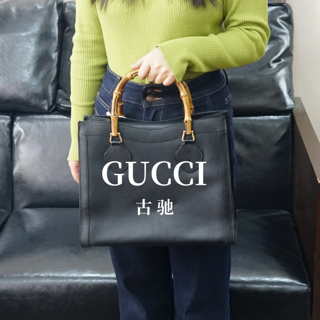 95新 GUCCI/古驰 黑色竹节单肩包/F6ZS11519019/9019