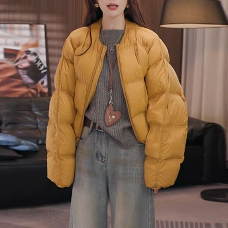 韩版简约百搭棉服外套女士2025冬季新款宽松保暖加厚面包服棉服女