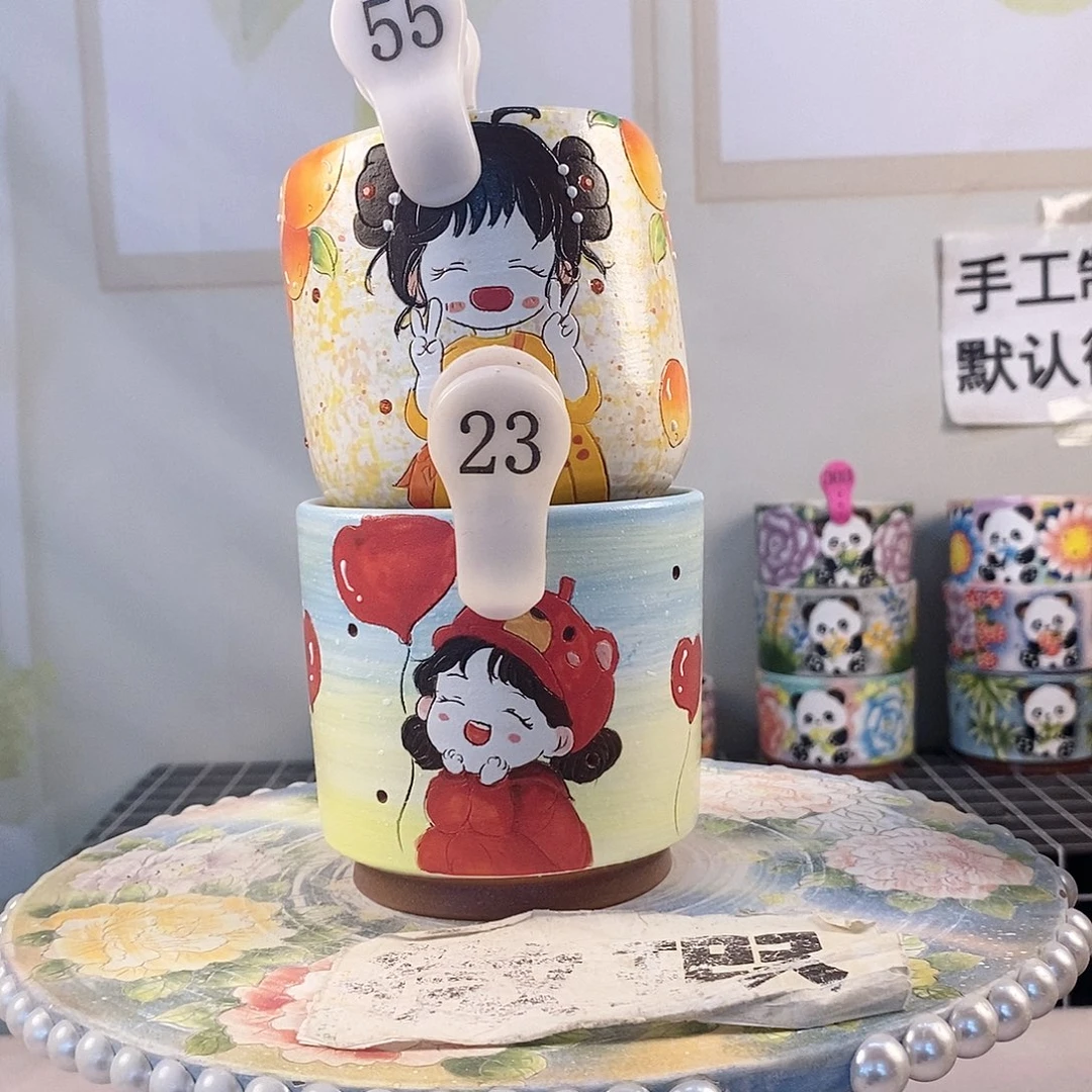 红泥花盆依*妹红陶手绘盆