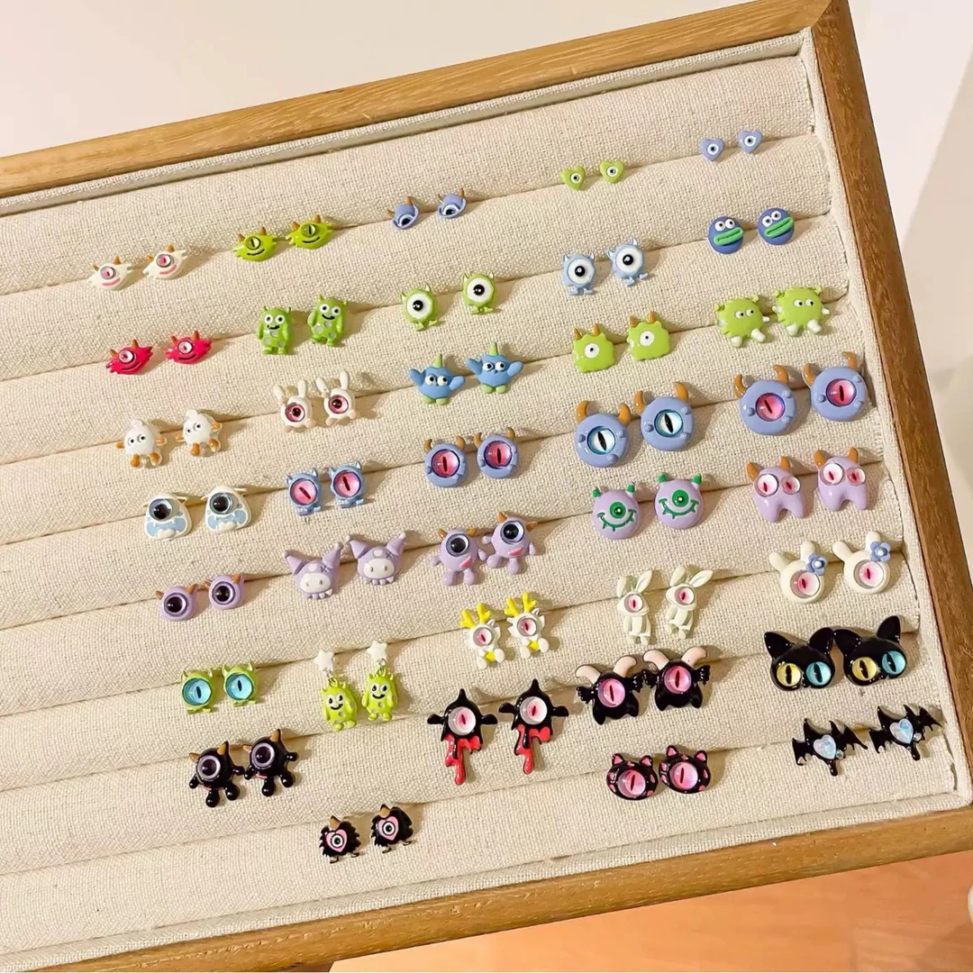 合金树脂耳饰 合金耳钉合集女可爱小众学生耳环耳饰