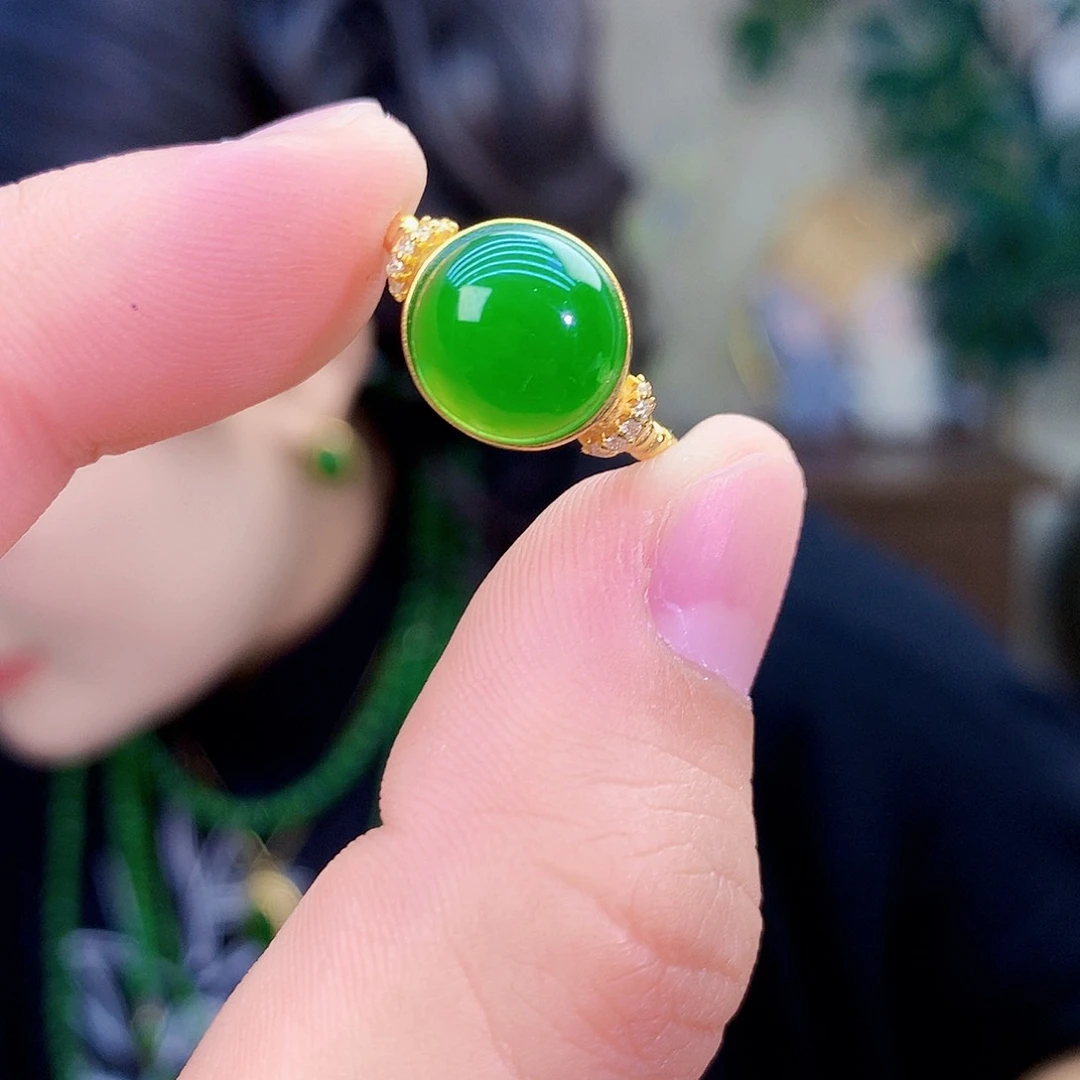 吊坠(不含链)银S925镶嵌和田玉（糖玉）戒指