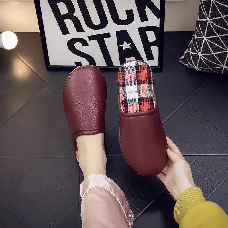 008绵羊皮拖鞋冬季保暖居家鞋软底防水防滑加绒包头皮面秋冬季