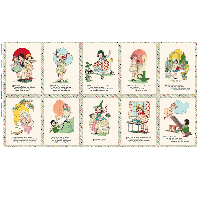 美国进口插画风图案定位布-Mothers Melodies 110*60cm