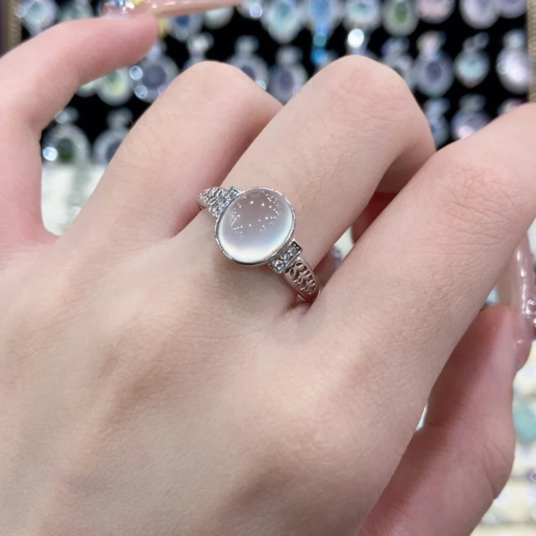 蛇纹石玉银S925镶嵌戒指