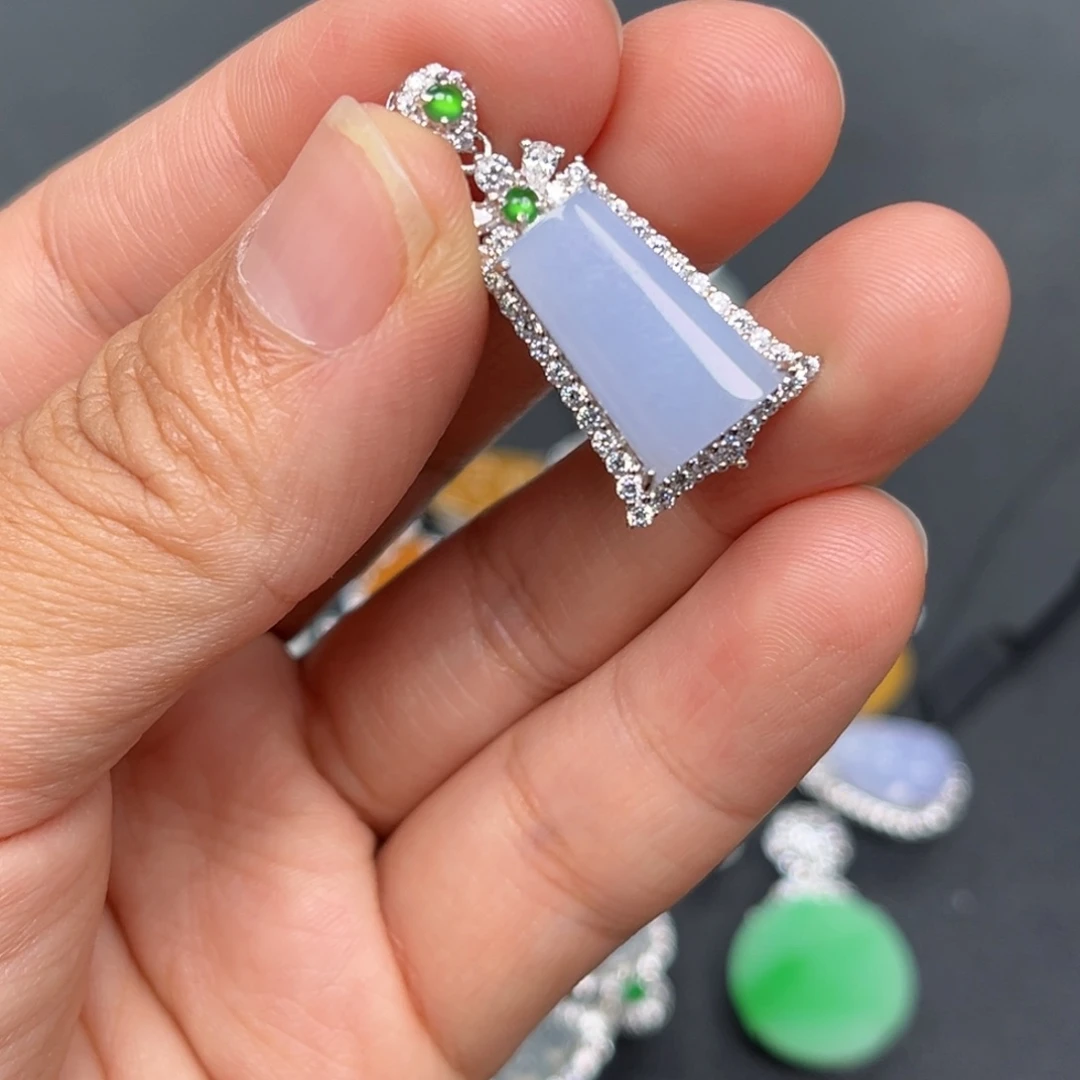 翡翠银S925镶嵌吊坠(不含链)