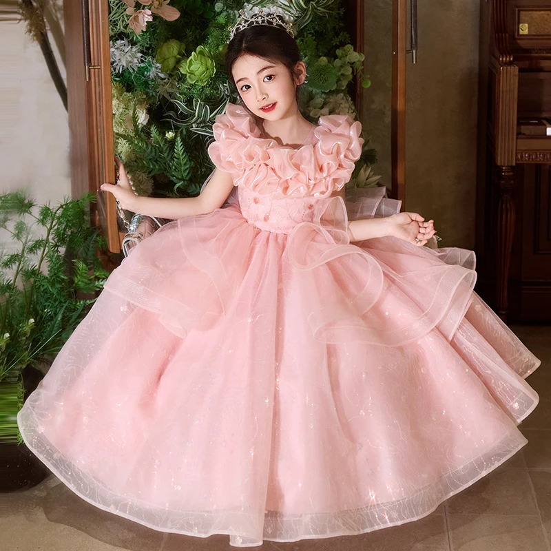 99533女童礼服精致走秀蓬蓬纱夏季洋气公主裙小女孩连衣气质裙子