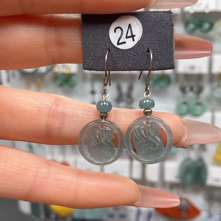 【闪购商品】翡翠耳饰银S925镶嵌耳饰