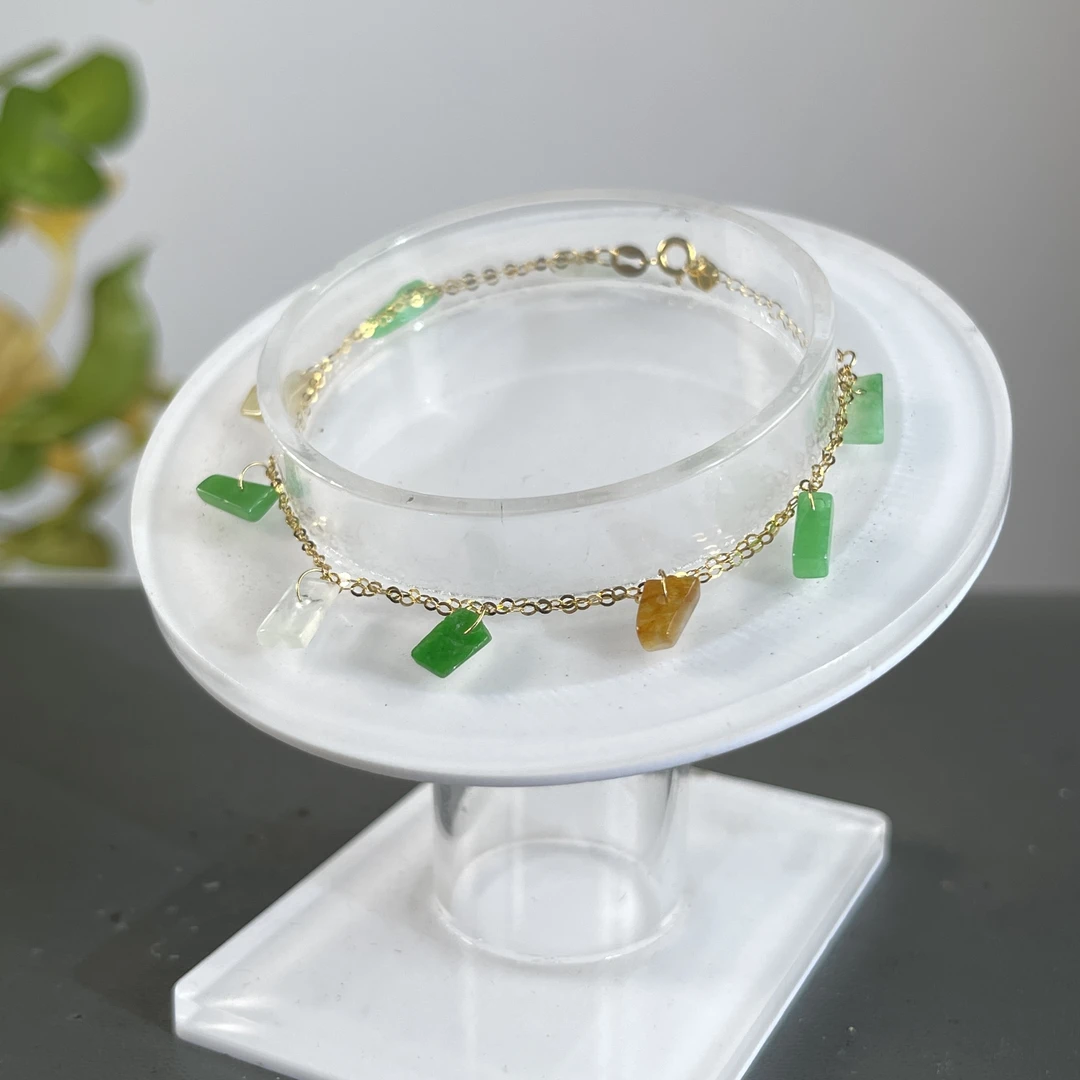 JGW01-57  天然缅甸A货翡翠  18K镶嵌手链