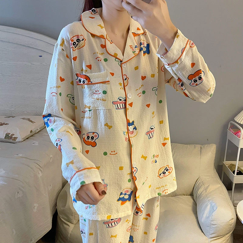 【超人小新】2025新款春夏薄款家居服婴儿棉感泡泡纱布女睡衣女