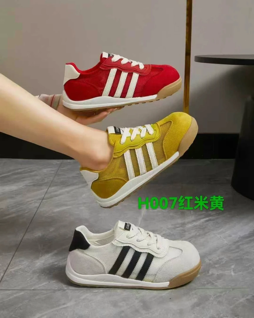 H007爆款网面透气德训鞋女2025夏季新款休闲小白鞋运动板鞋