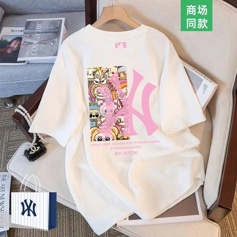 奥特莱斯夏季短袖T恤男女款潮牌纯棉宽松拉布布卡通印花圆领上衣