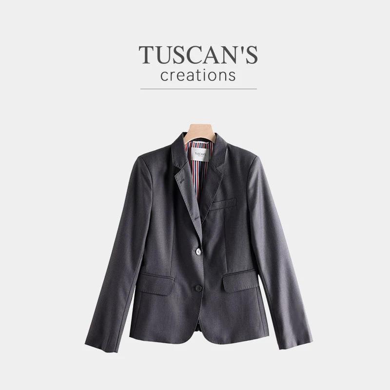 TUSCAN'S CREATIONS气质轻职风精纺条纹内里西装正装修身外套