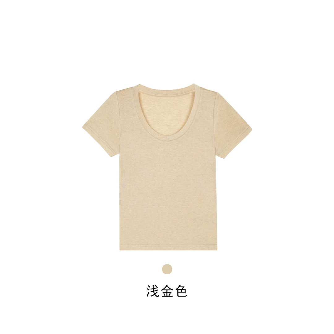 LA【冰点】绵羊毛+莱赛尔 夏季百搭U领短袖透气时尚T恤770694