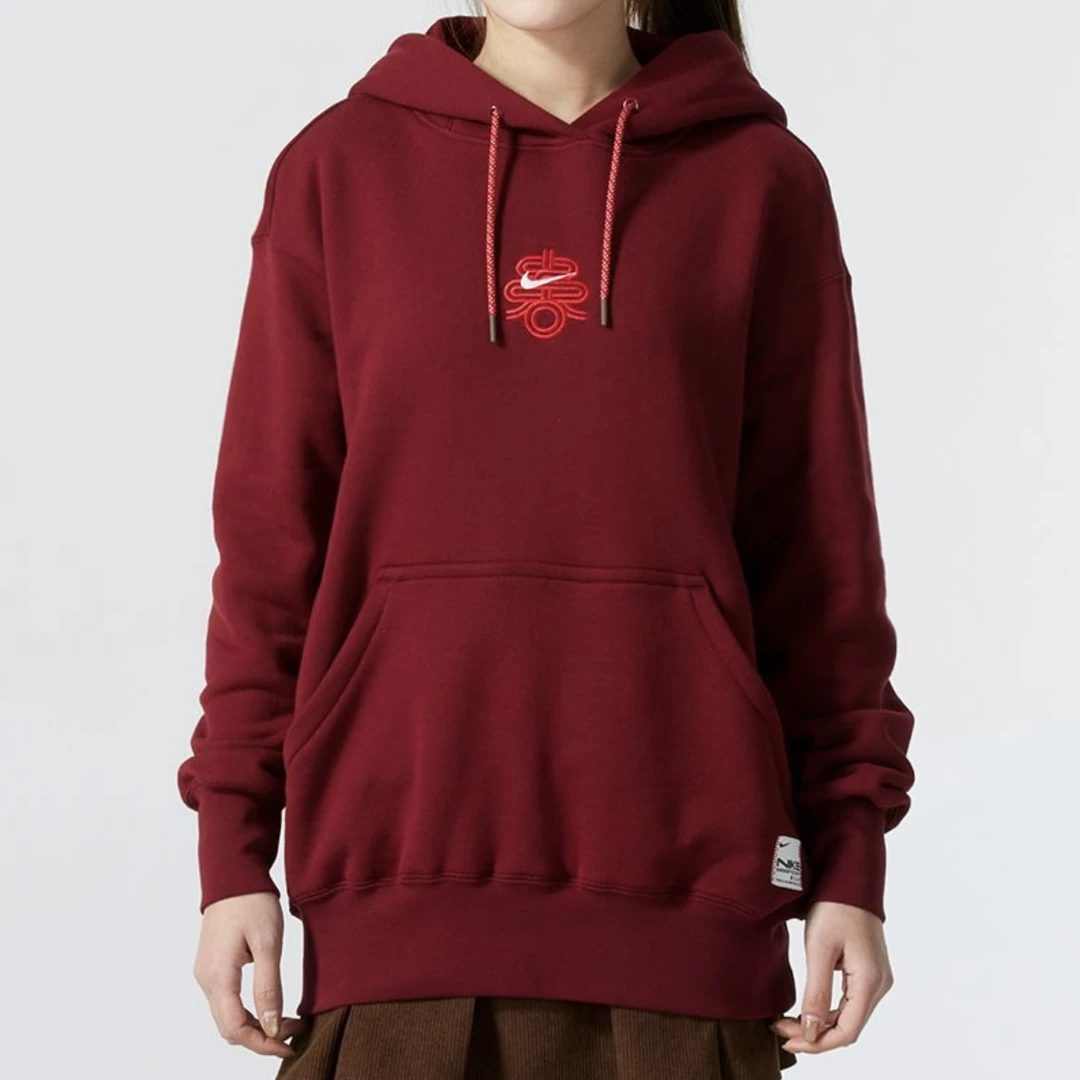 耐克/Nike 灵蛇迎新系列 套头连帽衫 卫衣 女款 暗红色 HV8461677