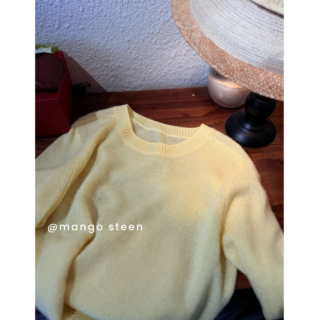 MANGO steen‘s丨亮片羊毛羊绒轻薄软糯黄色毛衣（不可机洗）I7483