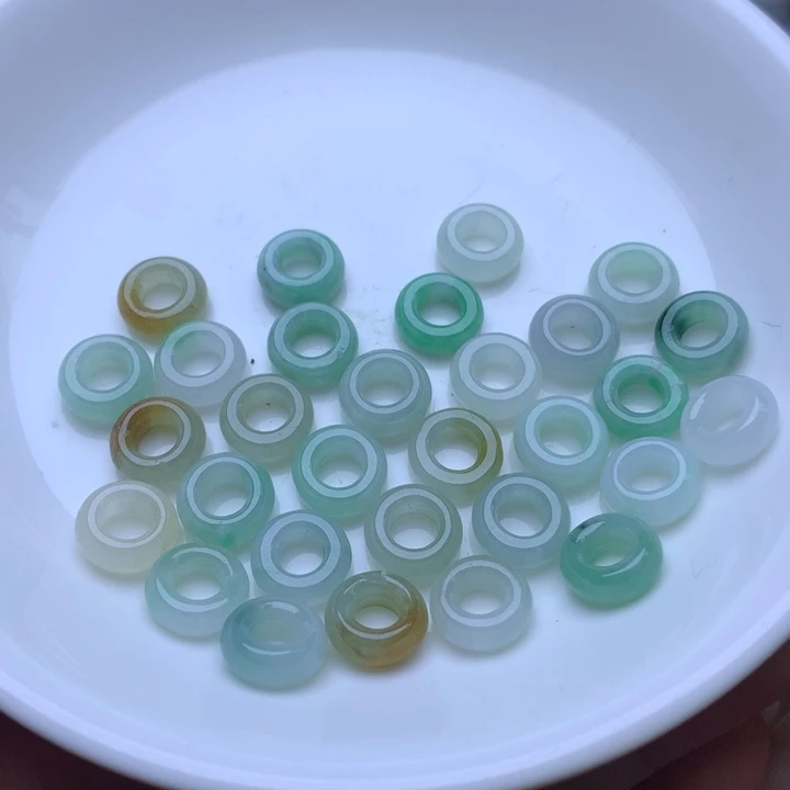 翡翠散珠卡9冰三彩圆环30个