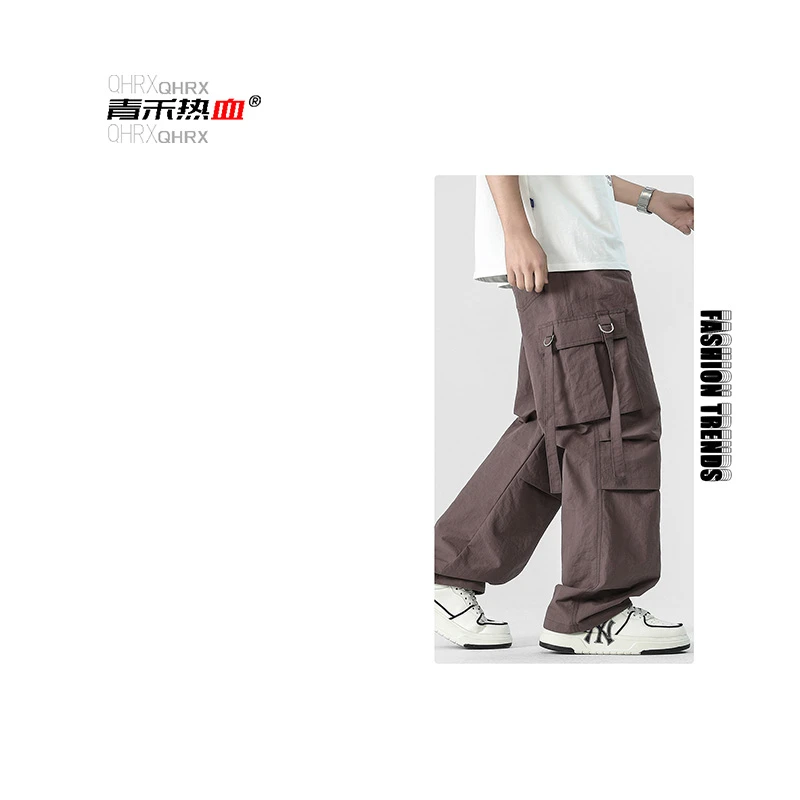 美式宽松冲锋裤男女工装裤日系休闲直筒宽松多口袋户外工装长裤
