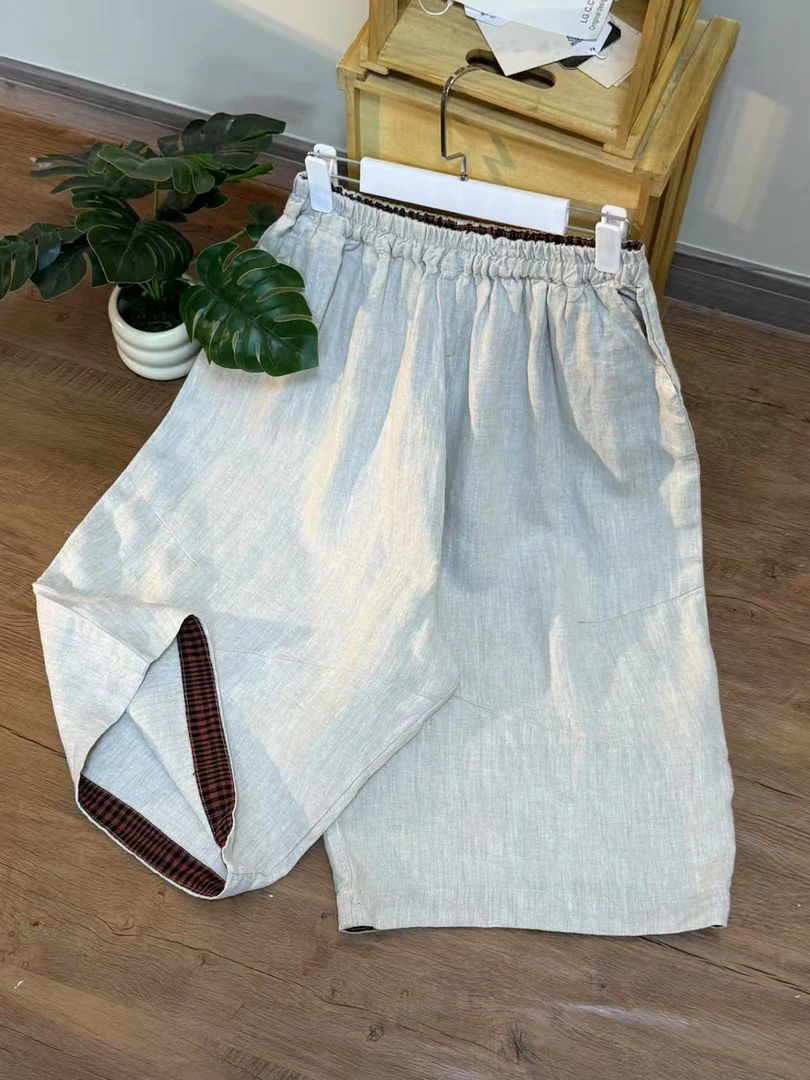 【云目悠悠】春夏新款时尚拼接腰头底边抽绳短裤-2025705