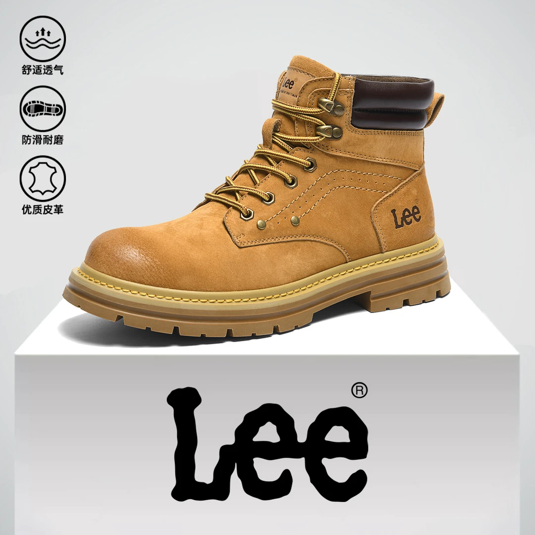 Lee官方雪地靴男款加绒冬季马丁靴新款英伦风情侣工装靴大黄靴女