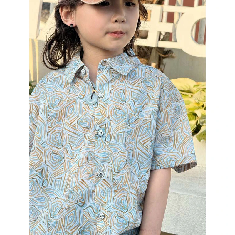 vilimama2024夏季中小童【梵高的玫瑰】短袖衬衫54071