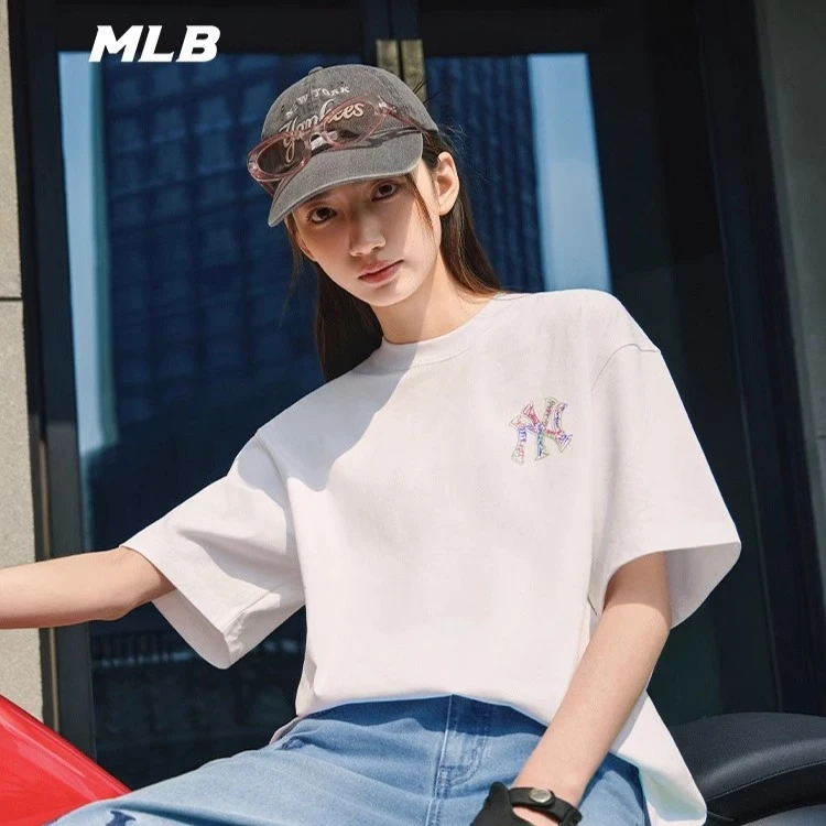 MLB情侣短袖2025夏季新款运动服休闲上衣时尚运动风T恤3ATSB0953