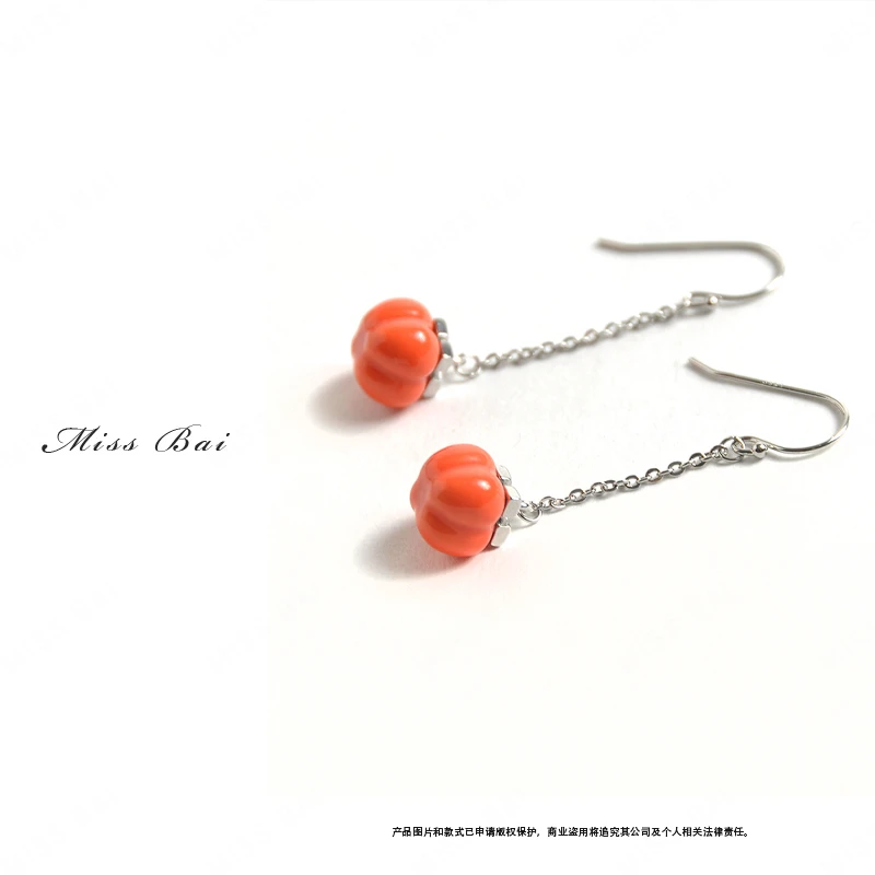 合金陶瓷耳饰 YIWEN-柿柿如意925银耳坠ES0121