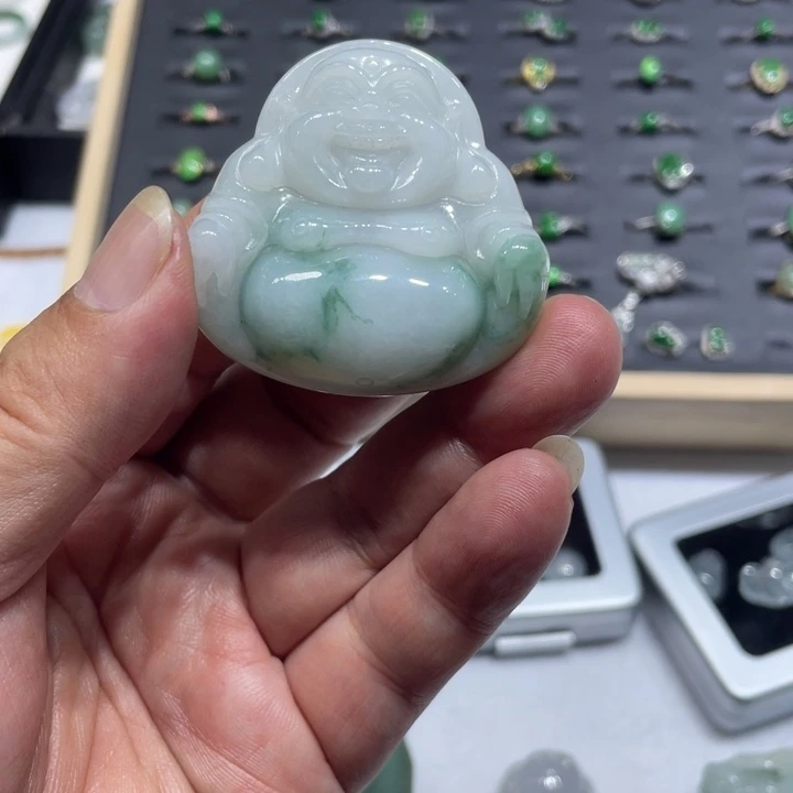 翡翠未镶嵌颈饰幸***泪翡翠A货大佛公挂件