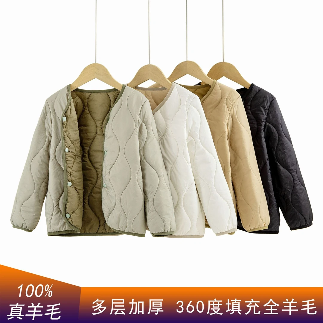 轻薄羊毛填充羽绒服内胆保暖长袖男童女童中大童宝宝校服冬装