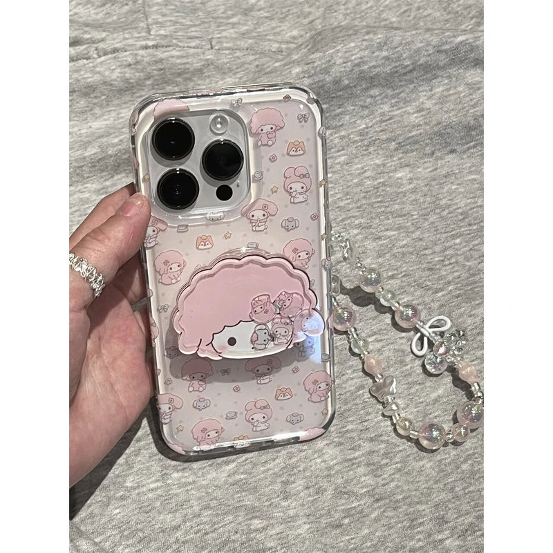 ins风樱花粉美乐蒂侧面图案适用于iphone16promax手机壳苹果15/14