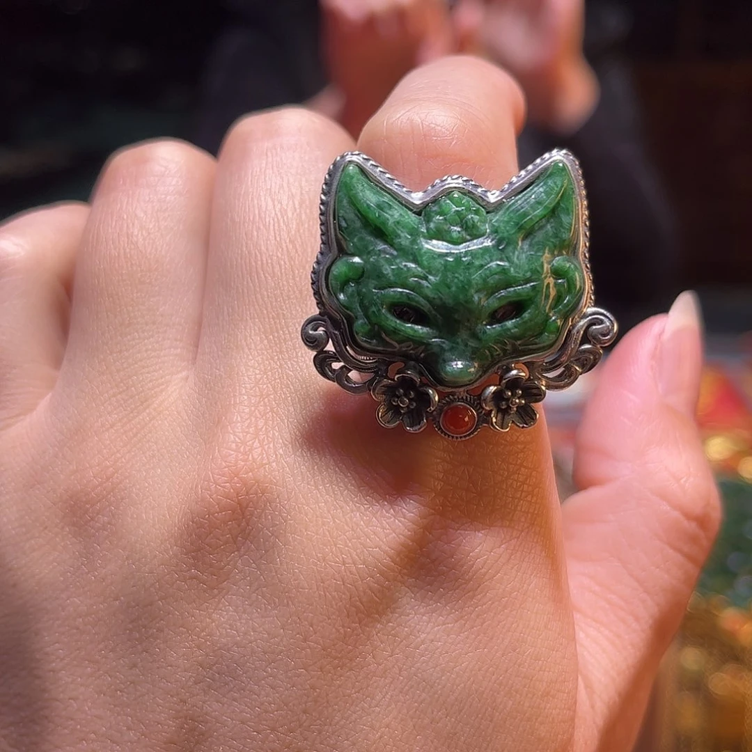 翡翠银S925镶嵌戒指