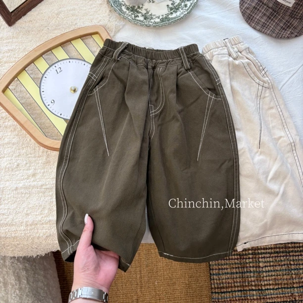 花园·小男孩男童春秋新款长裤明线哈伦裤纯棉百搭宝宝裤子帅气