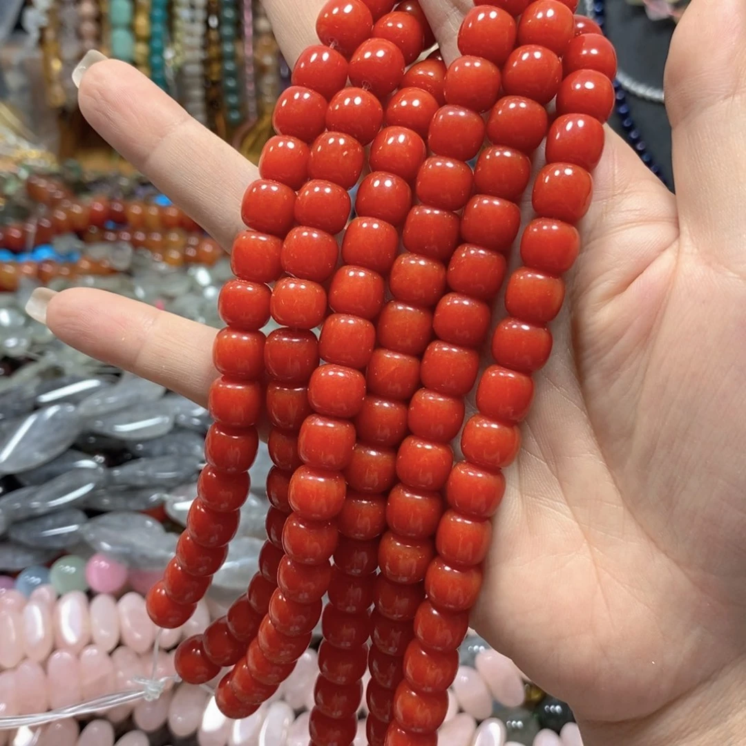 玛瑙/玉髓合金珠宝半成品南红老型珠一条卡10mm