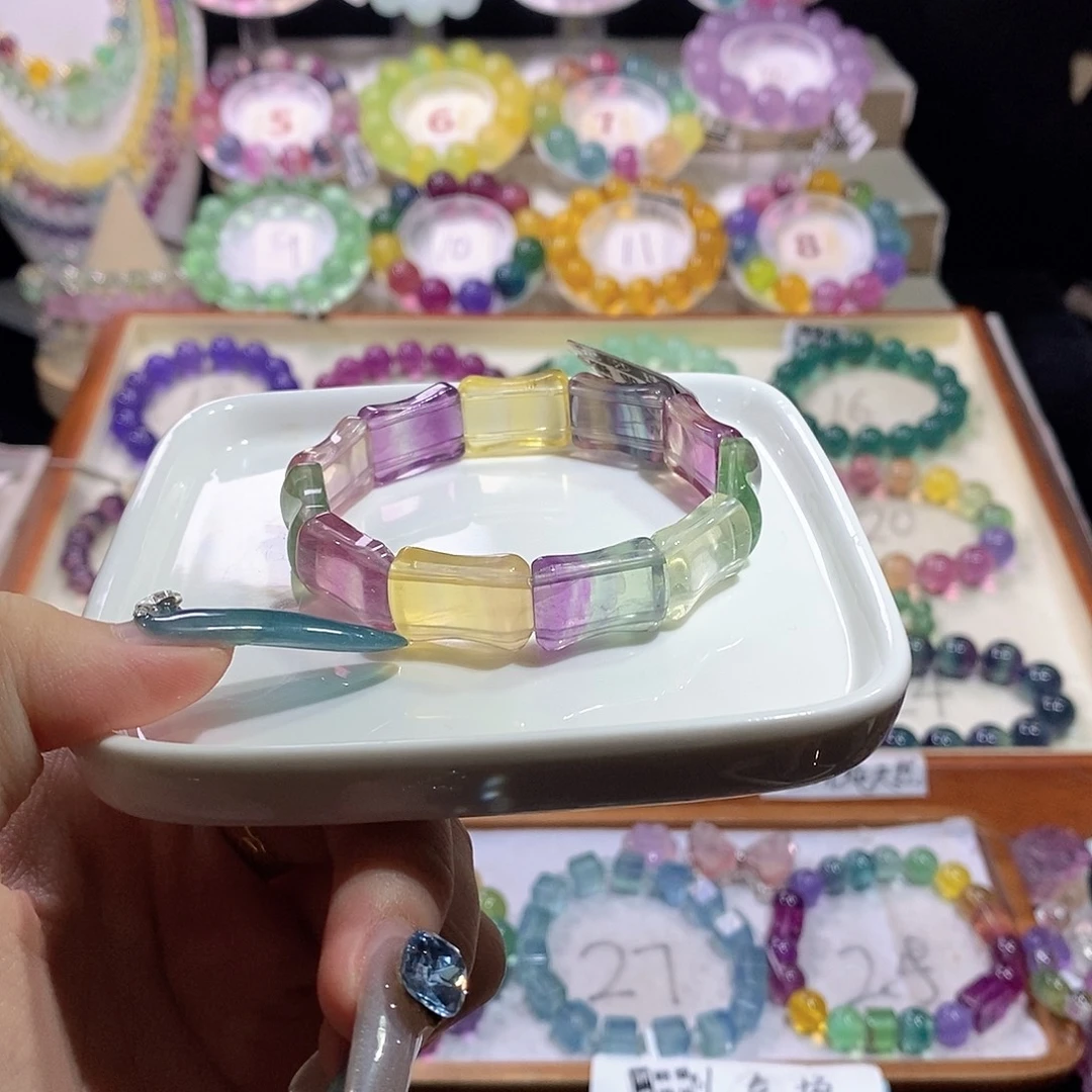 萤石手链未镶嵌竹节手牌