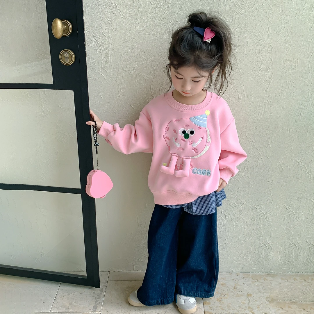 女童卫衣秋装2025新款洋气宝宝春秋款长袖上衣儿童粉色拉布布衣服