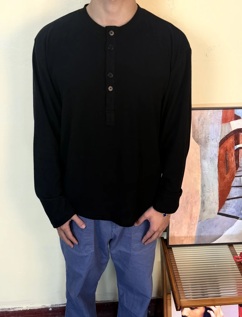 亨利领长袖 柔软舒适百搭 秋季修身老钱风显身材男士纯色简约休闲