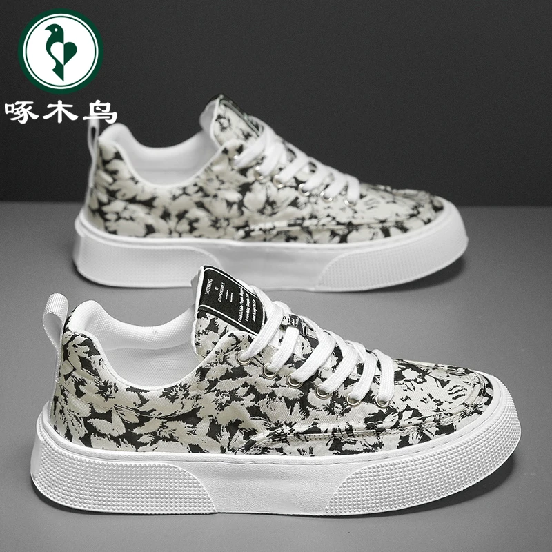 啄木鸟男鞋夏季潮流百搭透气休闲帆布鞋子男款一脚蹬低帮运动板鞋