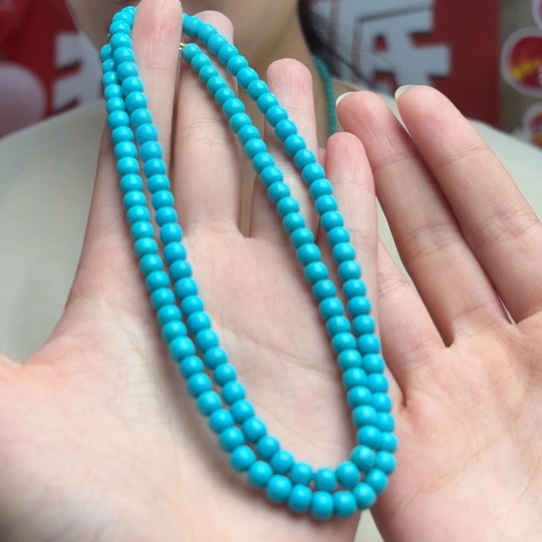 是***！绿松石18K金镶嵌颈饰