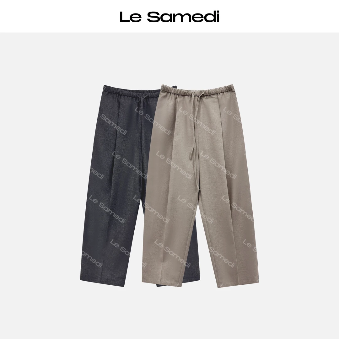 Le Samedi马油叶儿【都会牧人】精纺羊毛法兰绒 松紧腰微锥九分裤