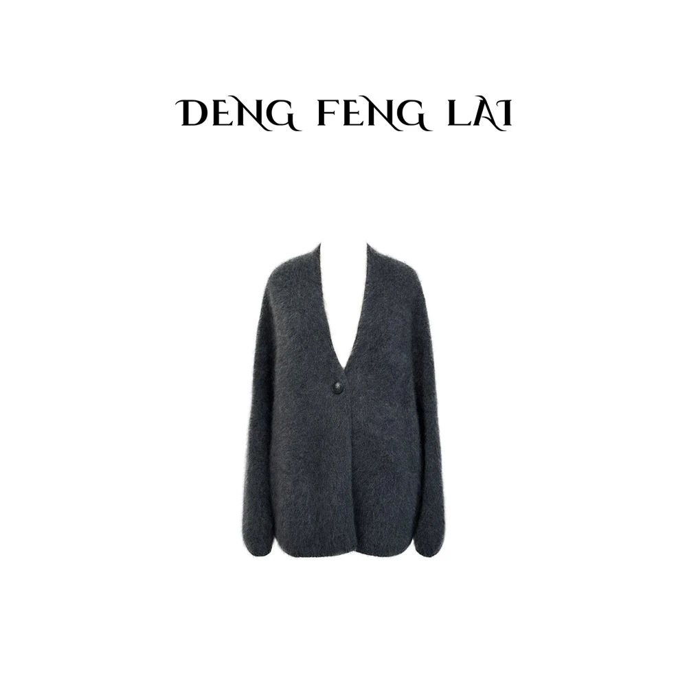 【白小白精选】初雪羊毛拉绒工艺阔袖设计一粒扣中长款外套7041