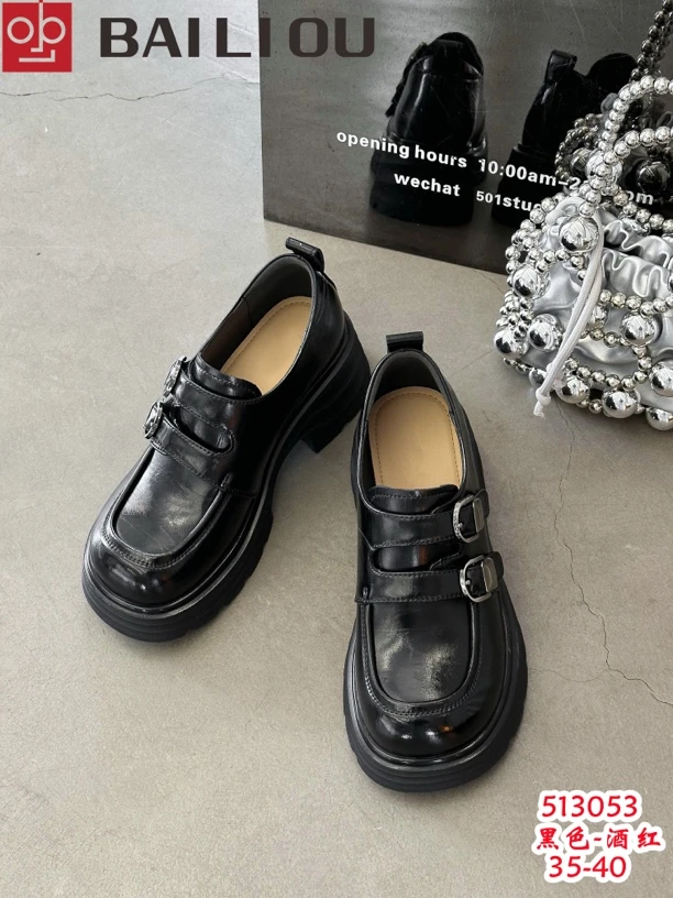 513053超轻厚底乐福鞋25年春季新款复古英伦风小个子增高乐福鞋