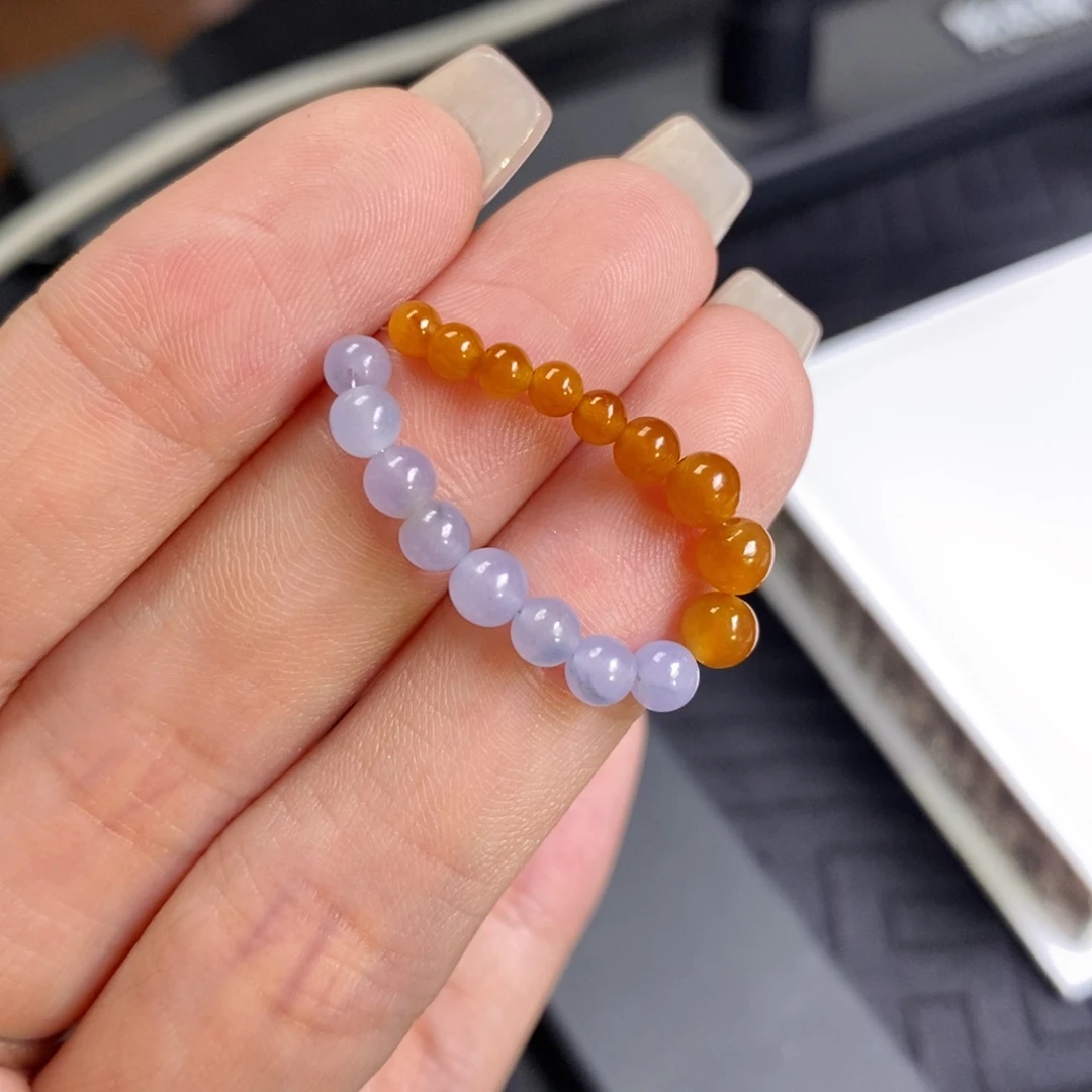 翡翠散珠蜜糖黄翡小米珠➕紫罗兰小米珠
