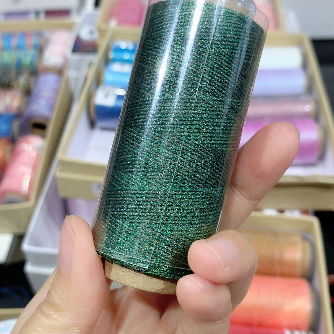 腈纶3股幻彩蜡线荷叶绿20克