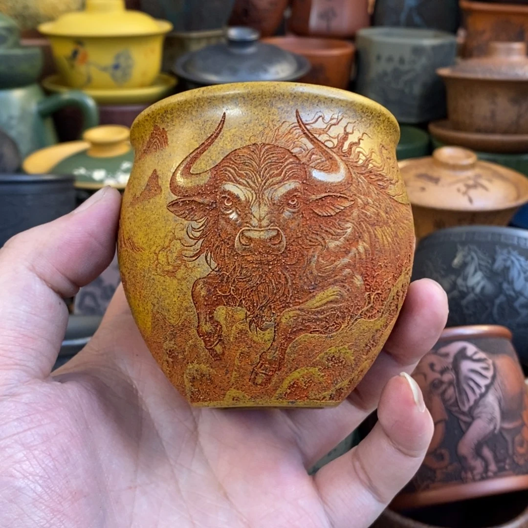 紫砂杯子宜兴全手工紫砂杯