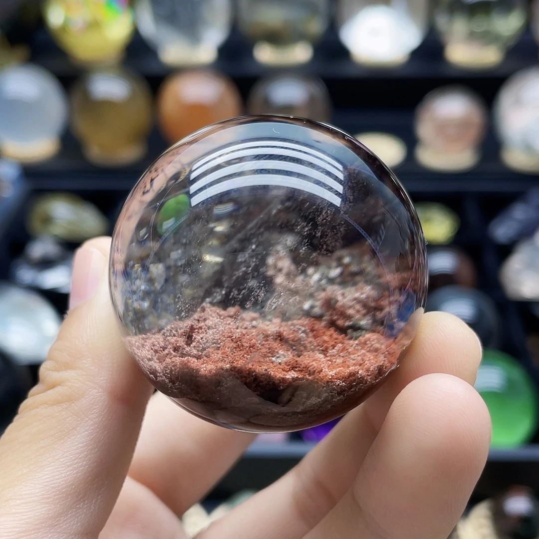 未镶嵌珠宝半成品水晶天然红幽灵45mm