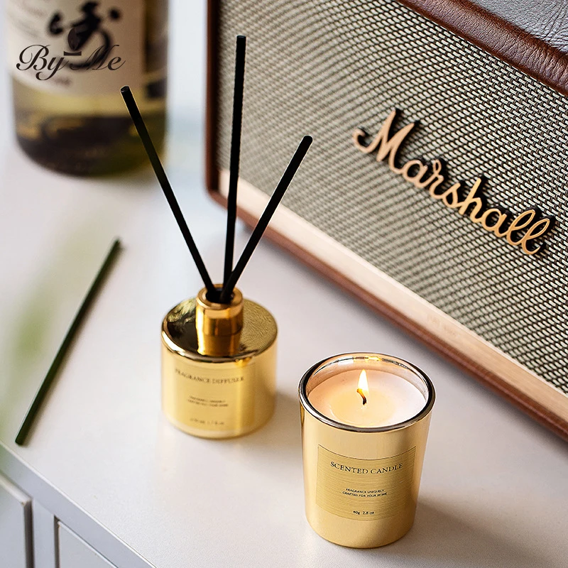 双色礼盒香薰蜡烛礼品盒电镀生日礼物礼物香氛圣诞节烛小礼品套服