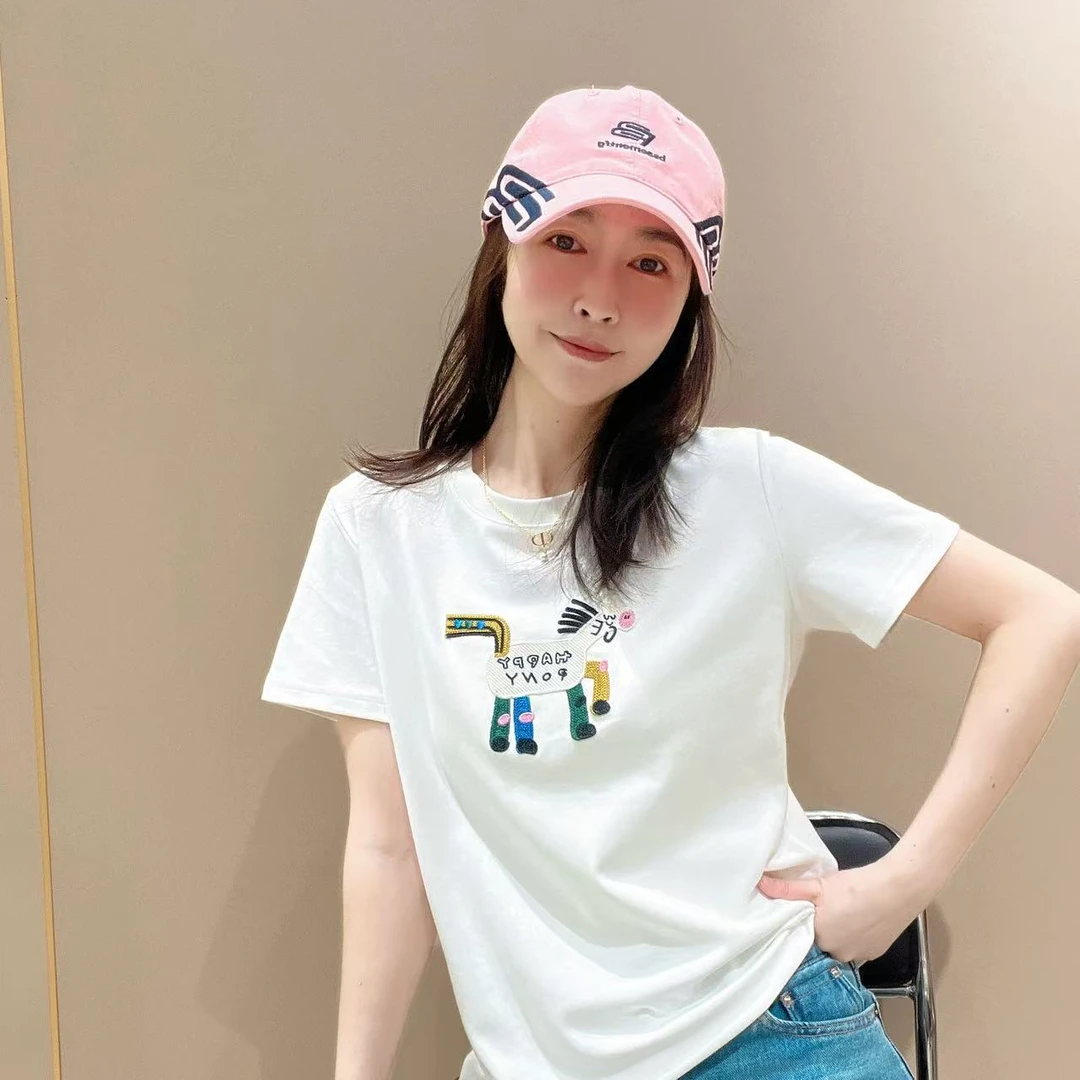 爆款新款创意短袖503113显瘦洋气时尚百搭设计感休闲体恤半袖圆领