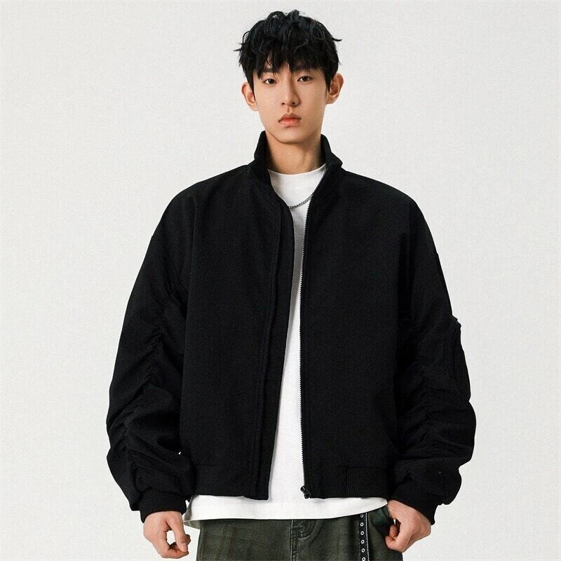 美式立领机车夹克男士春秋款潮牌宽松休闲户外飞行服百搭运动外套