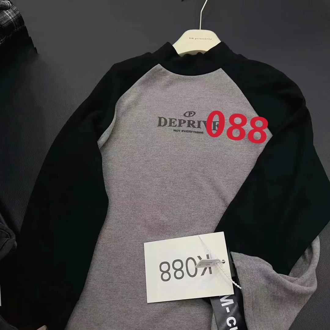 KM PERSONALITY 2025 新款韩系儿童擦肩袖慕斯中领打底衫T恤 088